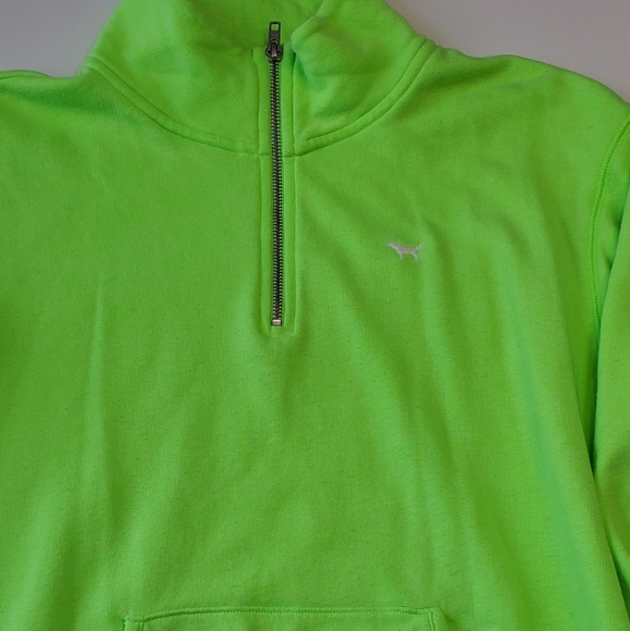 Pink Victoria's Secret Green Pull Over Quarter Zip Oversized Sweatshirt XS - Picture 4 of 12